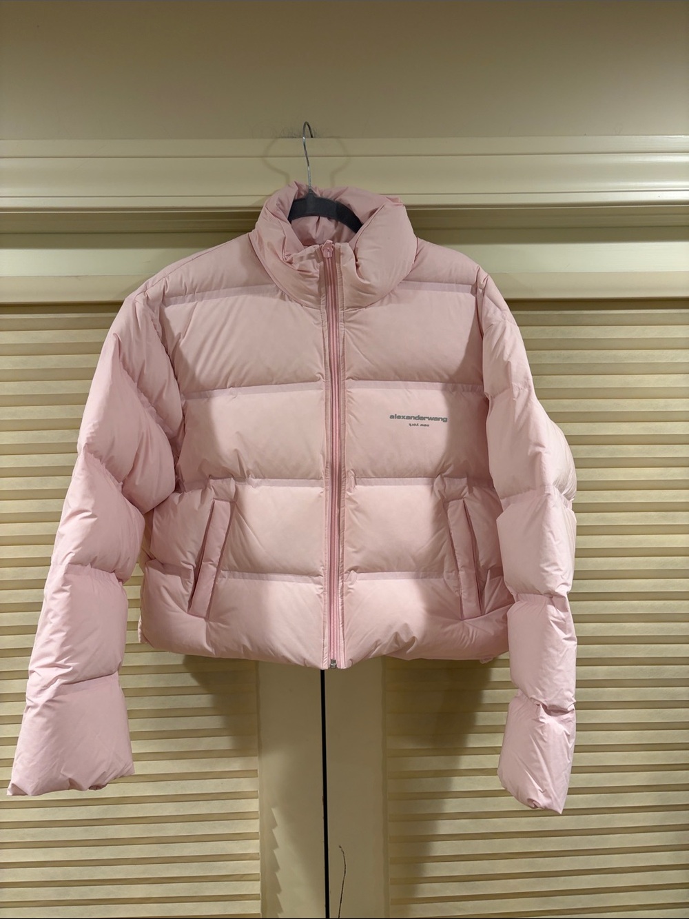 NWOT Alexander Wang Pastel Pink Quilted Packable Puffer Jacket, Size S